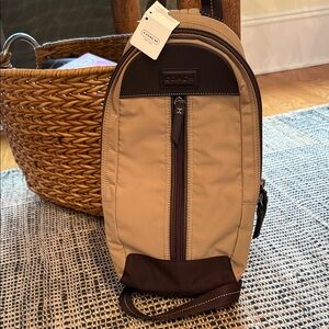 Coach Beige and Dark Brown Men's Belt Bag